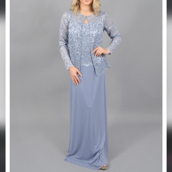 Marina size 12 silver sparkle metallic sleeveless maxi evening gown NWT - Picture 8 of 8